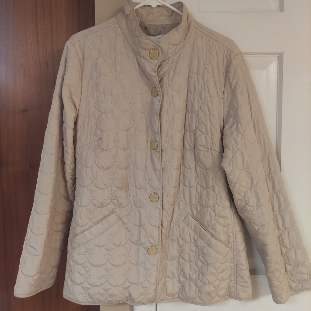 Charter Club Beige Quilted Utility Jacket Size Large